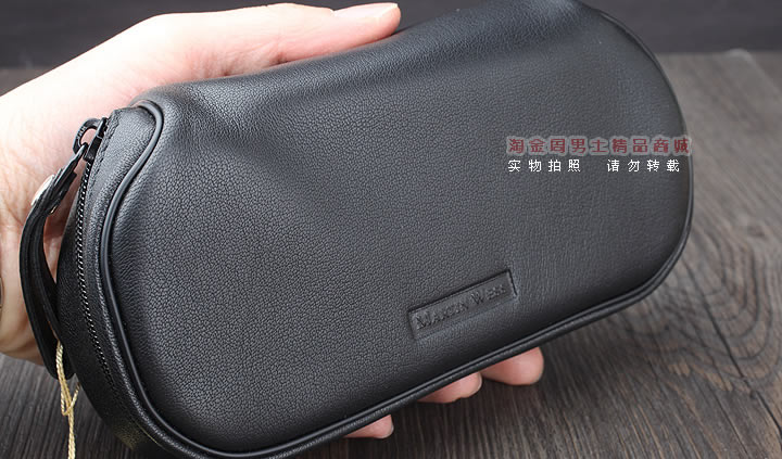 【淘金周】原装德国Martin Wess手工牛皮烟斗包 两斗包P36-2黑色-10
