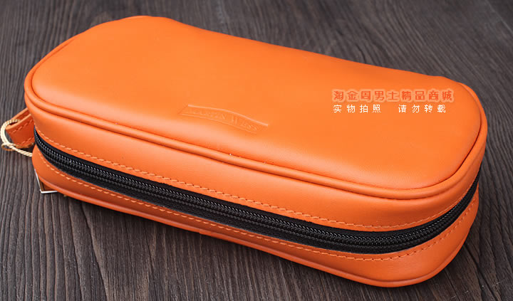 【淘金周】原装德国Martin Wess手工牛皮烟斗包 两斗包P36/2橙色-1