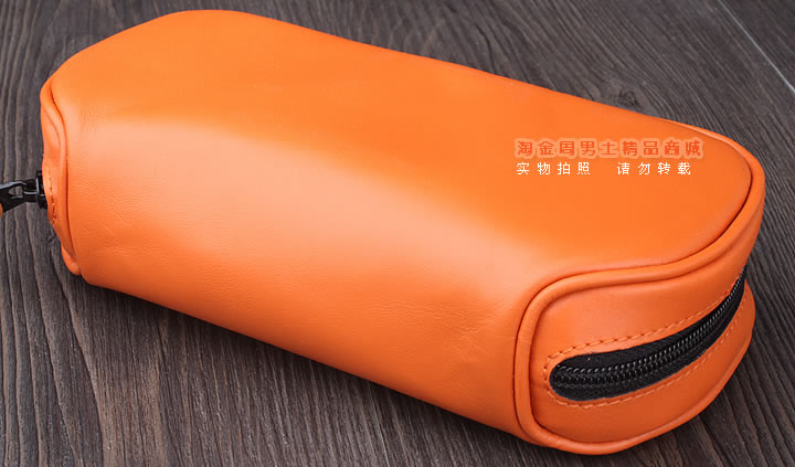 【淘金周】原装德国Martin Wess手工牛皮烟斗包 两斗包P36/2橙色-2