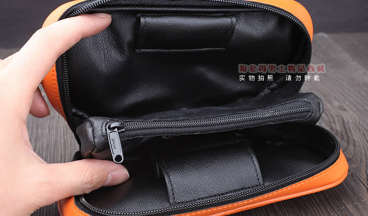 【淘金周】原装德国Martin Wess手工牛皮烟斗包 两斗包P36/2橙色-3