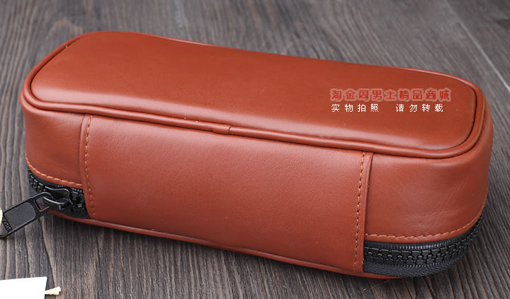 【淘金周】原装德国Martin Wess手工牛皮烟斗包 两斗包P9/2棕色-1