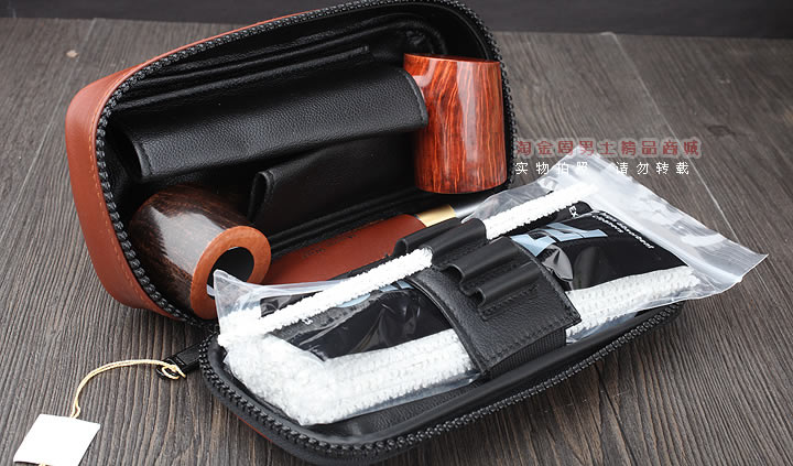 【淘金周】原装德国Martin Wess手工牛皮烟斗包 两斗包P9/2棕色-3