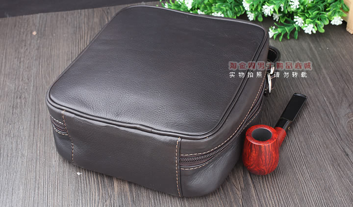 【淘金周】原装意大利lubinski鲁宾斯基真皮四斗烟斗包 I768褐色-2