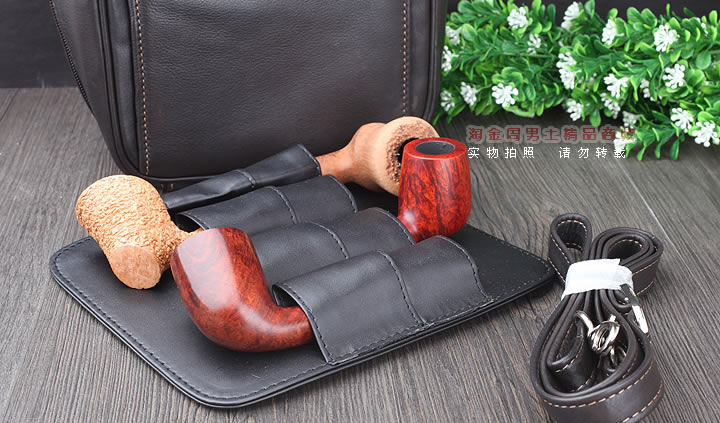 【淘金周】原装意大利lubinski鲁宾斯基真皮四斗烟斗包 I768褐色-6