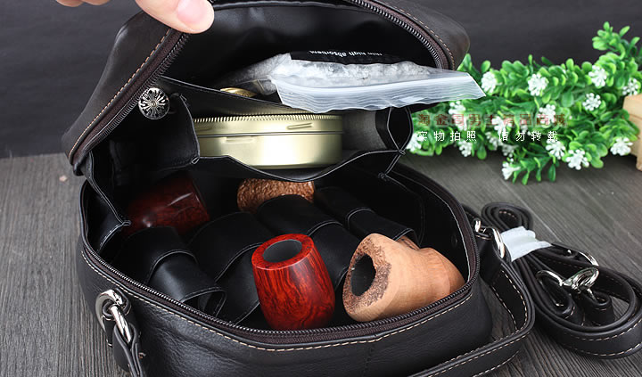 【淘金周】原装意大利lubinski鲁宾斯基真皮四斗烟斗包 I768褐色-8