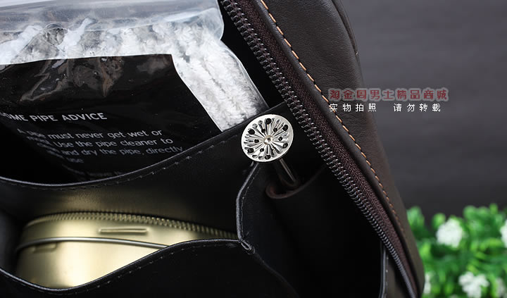 【淘金周】原装意大利lubinski鲁宾斯基真皮四斗烟斗包 I768褐色-9