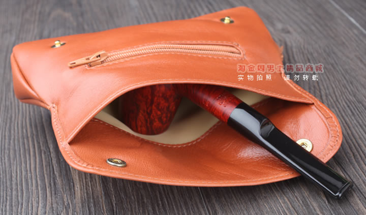 【淘金周】原装意大利鲁宾斯基lubinski真皮单斗烟斗包 I803棕色-4
