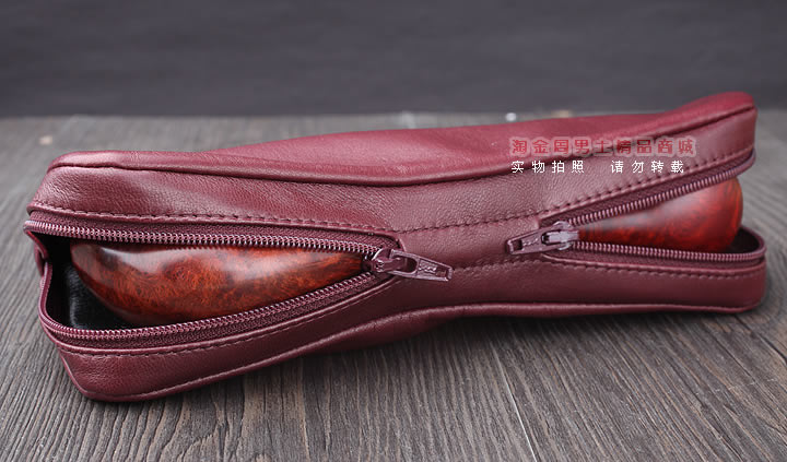 【淘金周】原装意大利鲁宾斯基lubinski真皮2斗烟斗包 I805紫红色-5