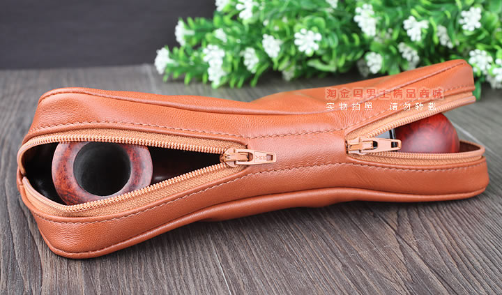 【淘金周】原装意大利鲁宾斯基lubinski真皮2斗烟斗包 I805棕色-5