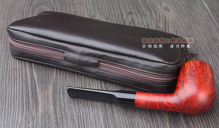 【淘金周】原装意大利鲁宾斯基lubinski真皮两斗烟斗包 I805褐色-2