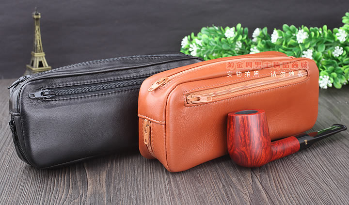 【淘金周】原装意大利lubinski鲁宾斯基真皮两斗烟斗包 I811棕色-11