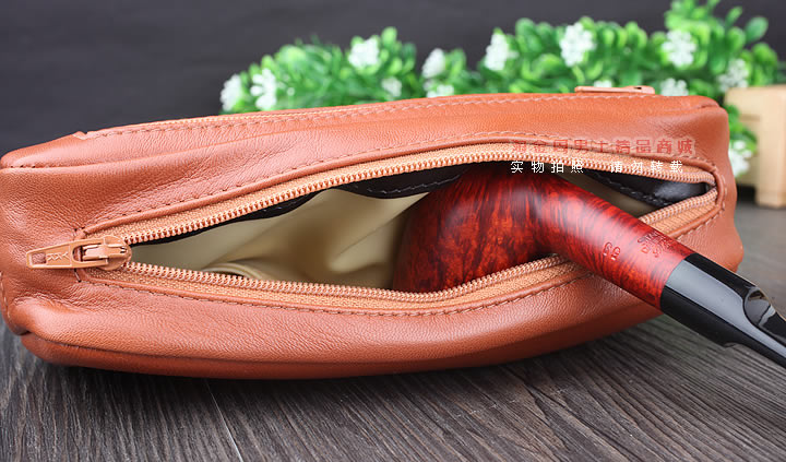 【淘金周】原装意大利lubinski鲁宾斯基真皮两斗烟斗包 I811棕色-5