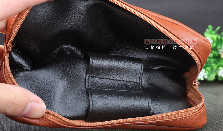 【淘金周】原装意大利lubinski鲁宾斯基真皮两斗烟斗包 I811棕色-7
