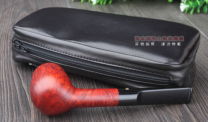 【淘金周】原装意大利lubinski鲁宾斯基真皮两斗烟斗包 I811黑色-1