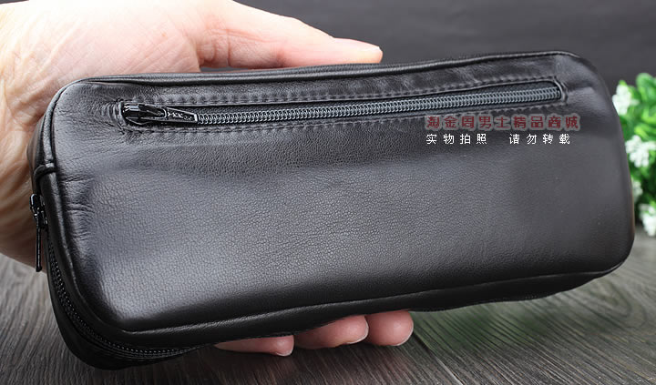 【淘金周】原装意大利lubinski鲁宾斯基真皮两斗烟斗包 I811黑色-10