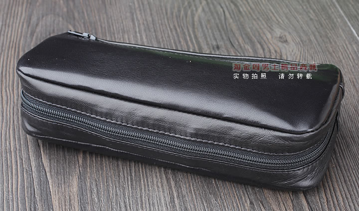 【淘金周】原装意大利lubinski鲁宾斯基真皮两斗烟斗包 I811黑色-2