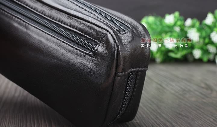 【淘金周】原装意大利lubinski鲁宾斯基真皮两斗烟斗包 I811黑色-9