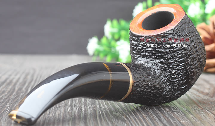 淘金周 正品意大利沙芬石楠木烟斗 六件套装老虎刻花698-3