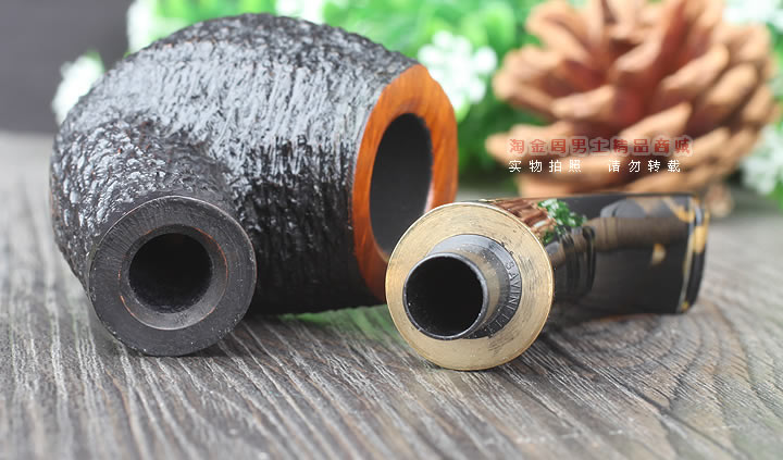 淘金周 正品意大利沙芬石楠木烟斗 六件套装老虎刻花698-7