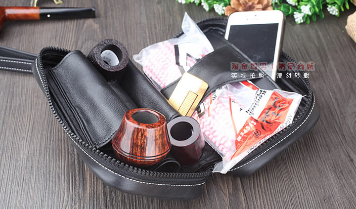 【淘金周】原装德国Martin Wess手工牛皮烟斗包 三斗包FP35/3-4