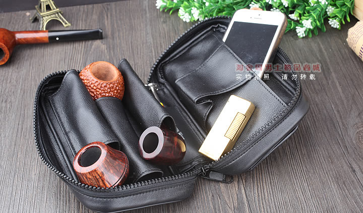 【淘金周】原装德国Martin Wess手工牛皮烟斗包 三斗包LP35/3-5