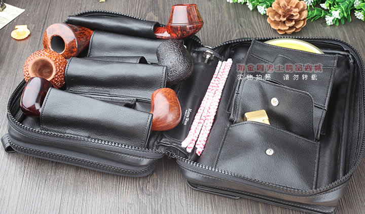 【淘金周】原装德国Martin Wess手工牛皮烟斗包 6斗包LP60/6-9