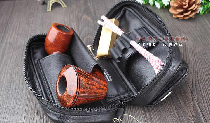 【淘金周】原装德国Martin Wess手工牛皮烟斗包 两斗包slp9/2-7