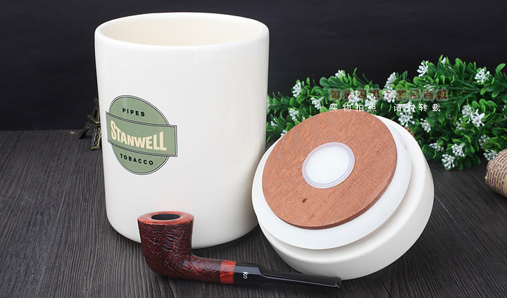 淘金周 丹麦Stanwell石楠木烟斗 陶瓷烟丝罐套装斗 5件套装麻面-11
