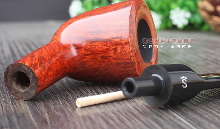 淘金周 丹麦Stanwell石楠木烟斗 陶瓷烟丝罐套装斗 5件套装酒红-7