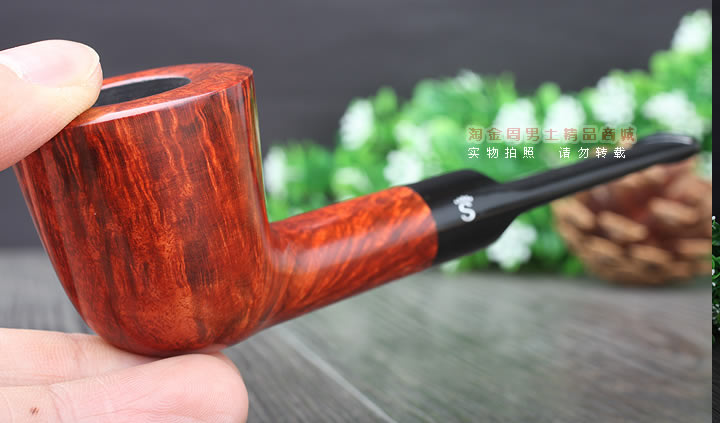 淘金周 丹麦Stanwell石楠木烟斗 陶瓷烟丝罐套装斗 5件套装酒红-9