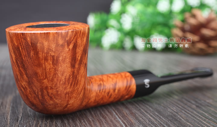 淘金周 丹麦Stanwell石楠木烟斗 陶瓷烟丝罐套装斗 5件套装浅棕色-1