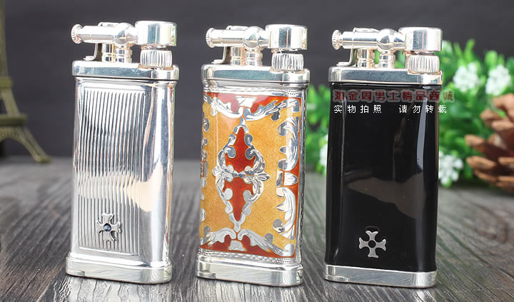 淘金周 德国十字架Sillems 纯银珐琅烟斗打火机 黑色-6