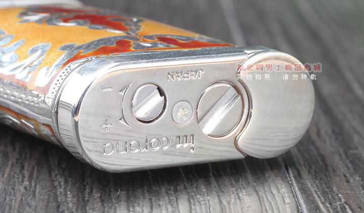 淘金周 德国十字架Sillems 纯银珐琅雕花烟斗打火机 双面珐琅黄色-2