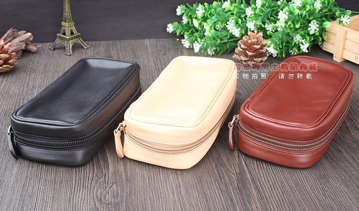 【淘金周】原装意大利卡斯特罗CASTELLO手工牛皮烟斗包 2斗包米色-12