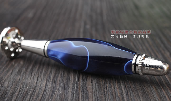 淘金周 8deco镂花防熄火烟斗压棒带通针 碾磨式 蓝彩佛肚-1