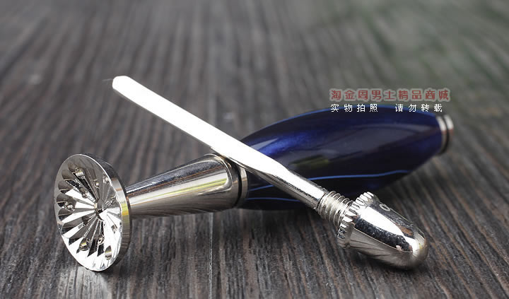 淘金周 8deco镂花防熄火烟斗压棒带通针 碾磨式 蓝彩佛肚-2