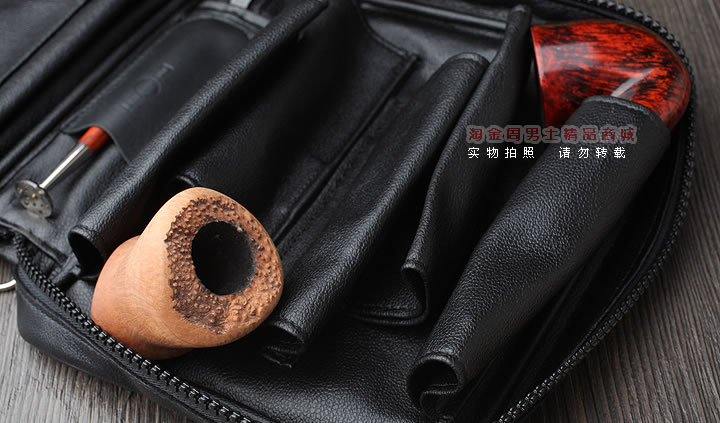 【淘金周】英国登喜路 DUNHILL真皮烟斗包五斗包 PA2008-8