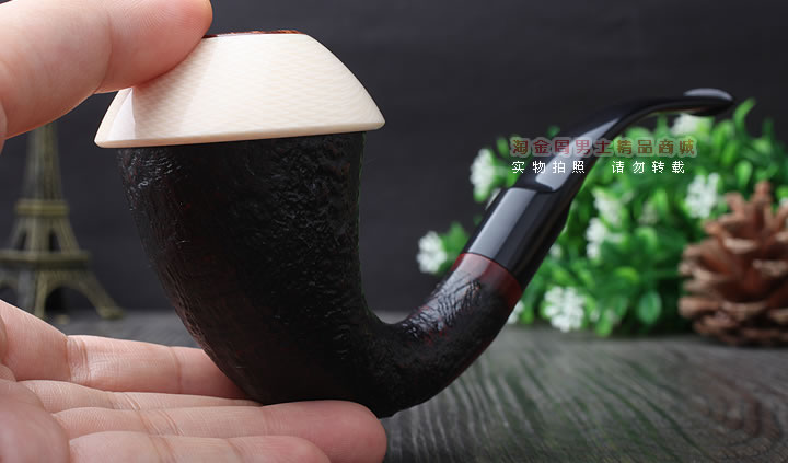 磐石 大气室石楠木烟斗 葫芦斗 麻面棕色-10