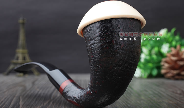 磐石 大气室石楠木烟斗 葫芦斗 麻面棕色-2