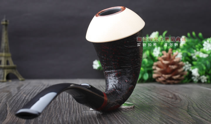 磐石 大气室石楠木烟斗 葫芦斗 麻面棕色-3