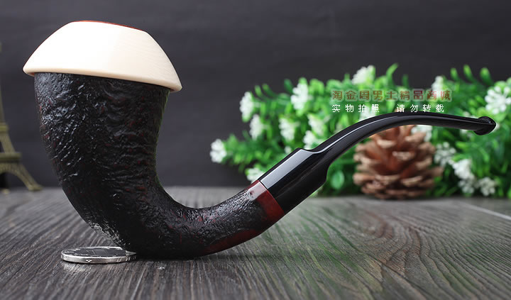 磐石 大气室石楠木烟斗 葫芦斗 麻面棕色-4