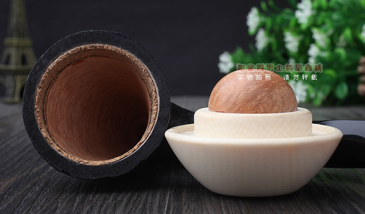 磐石 大气室石楠木烟斗 葫芦斗 麻面棕色-7