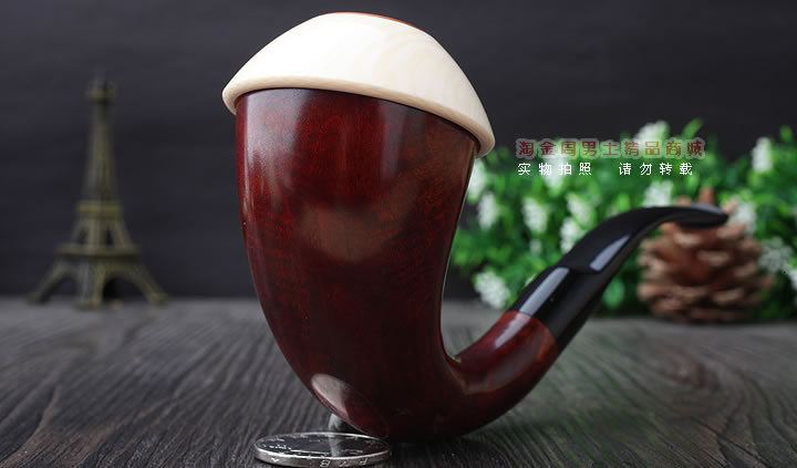 磐石大气室光面石楠木烟斗 葫芦斗 光面红色-1