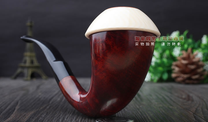 磐石大气室光面石楠木烟斗 葫芦斗 光面红色-2