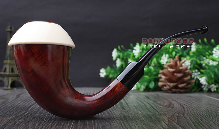磐石大气室光面石楠木烟斗 葫芦斗 光面红色-3