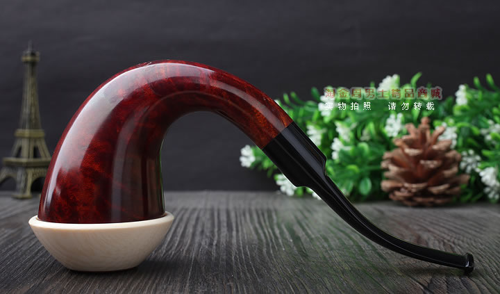 磐石大气室光面石楠木烟斗 葫芦斗 光面红色-4