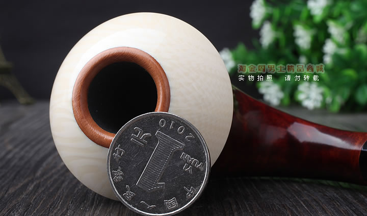 磐石大气室光面石楠木烟斗 葫芦斗 光面红色-5