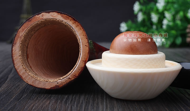 磐石大气室光面石楠木烟斗 葫芦斗 光面红色-6