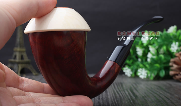 磐石大气室光面石楠木烟斗 葫芦斗 光面红色-9