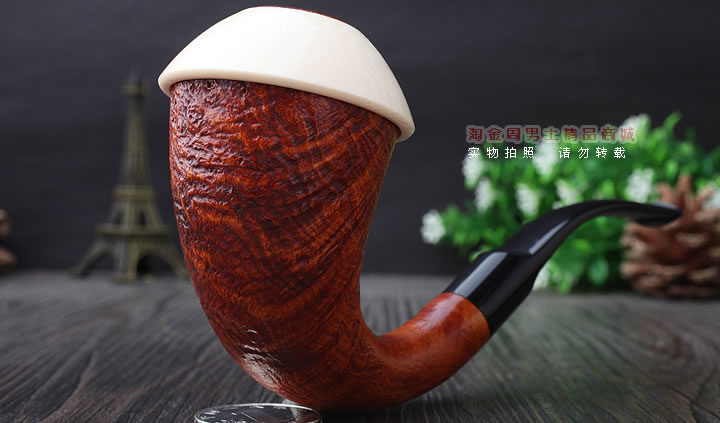 磐石 大气室石楠木烟斗 葫芦斗 麻面原木色-1